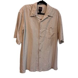Harley-Davidson Tori Richard Silk Camp Shirt Cream Embroidered Motorcycle Large
